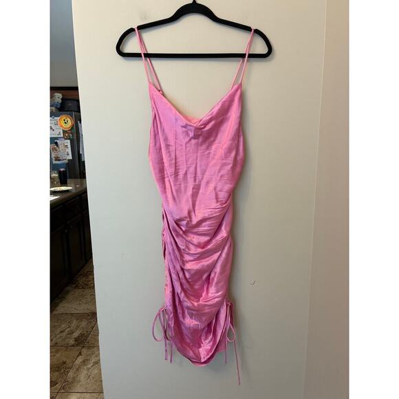Bardot Mini Ruched Dress Pink Size 8 Medium - Picture 3 of 8